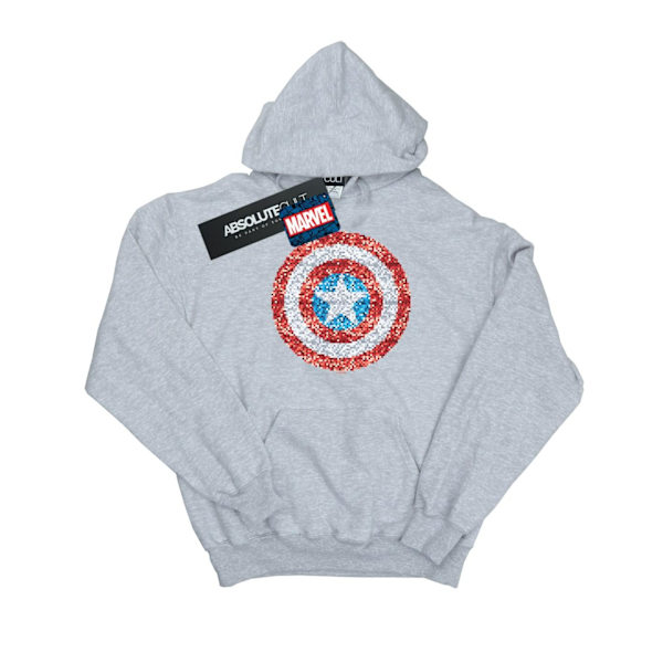 Marvel Herr Captain America Pixelated Shield Hoodie L Sports Grå Sports Grey L