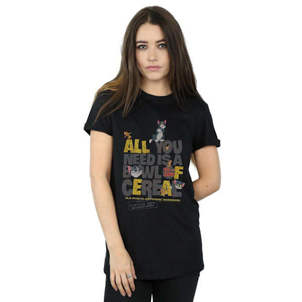 Tom And Jerry Dam/Damer All You Need Is Cotton Boyfriend T- Black 4XL