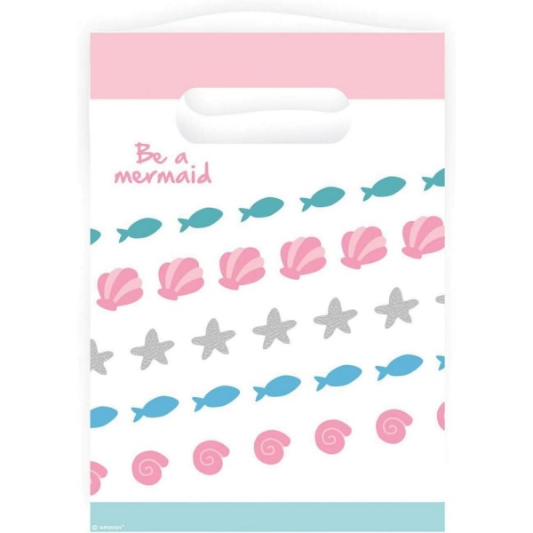 Amscan Be A Mermaid Festpåsar i plast (paket med 8) One Size Whi White/Pink/Blue One Size
