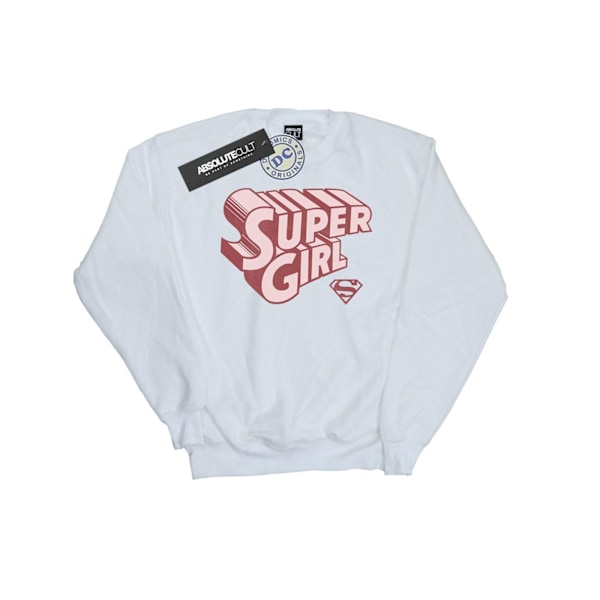 DC Comics Girls Supergirl Retro Logo Sweatshirt 12-13 år Vit White 12-13 Years