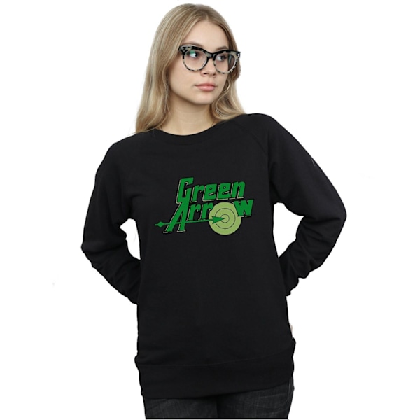 DC Comics Dam/Kvinnor Green Arrow Text Logo Sweatshirt S Svart Black S