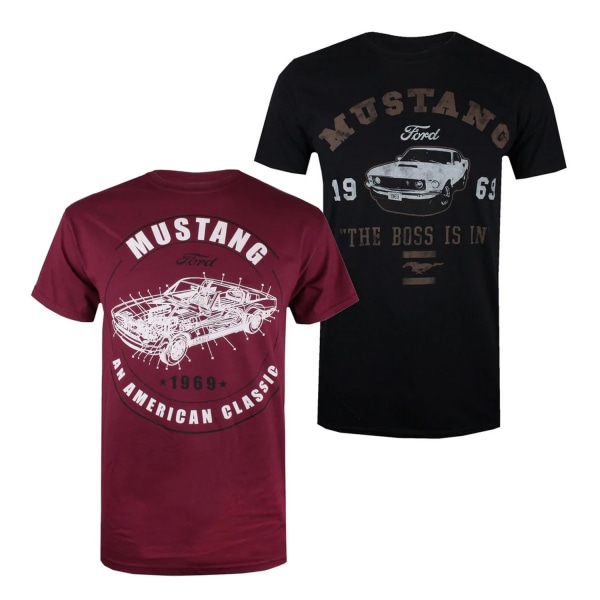 Ford Mustang T-shirt för män (paket med 2) L Marinblå/grå Navy/Grey L
