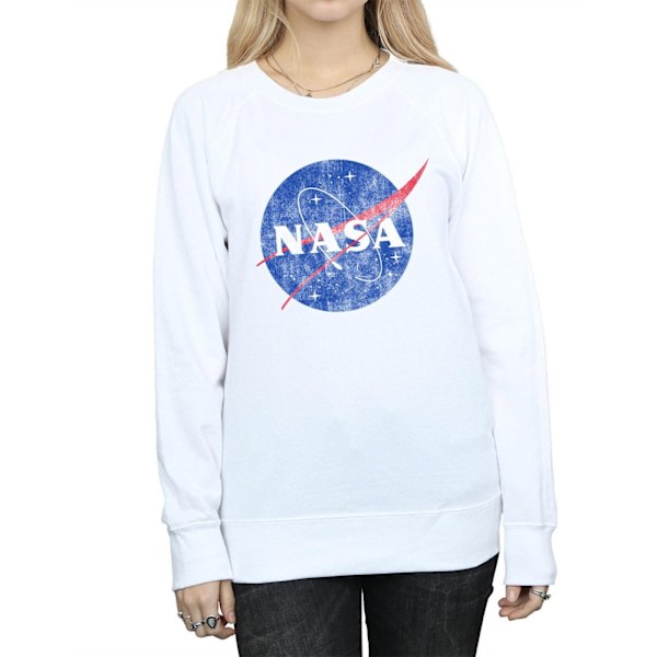 NASA Dam/Damer Insignia Distressed Sweatshirt M Vit White M