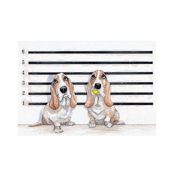 Bev Davies Line Up-Bassets Print 30cm x 40cm Vit/Kräm/Svart White/Cream/Black 30cm x 40cm