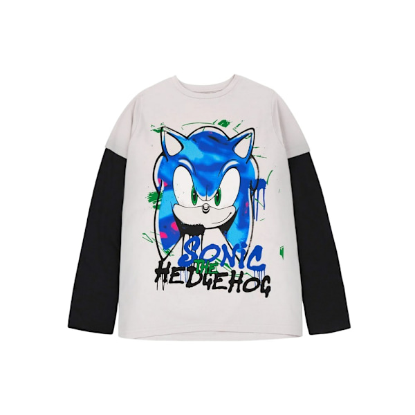 Sonic The Hedgehog Pojkars Skater Graffiti Långärmad T-shirt 7- Grey/Black 7-8 Years
