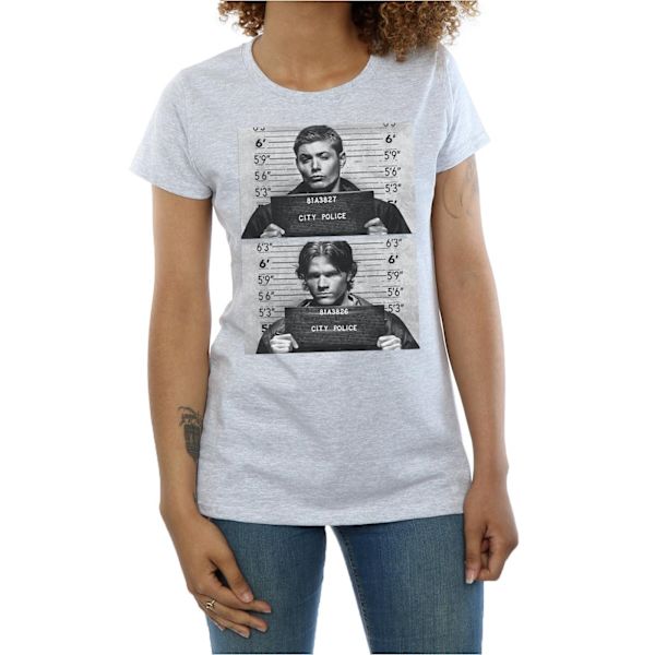 Supernatural Dam/Kvinnor Winchester Mugshot T-Shirt XL Sport Sports Grey XL