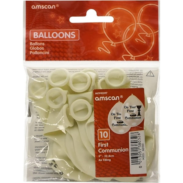 Amscan Latex Första Kommunion Ballong (10-pack) One Size White/Black One Size