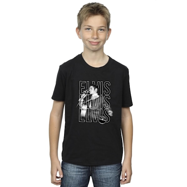 Elvis Boys Triple Logo Portrait T-Shirt 3-4 år Svart Black 3-4 Years