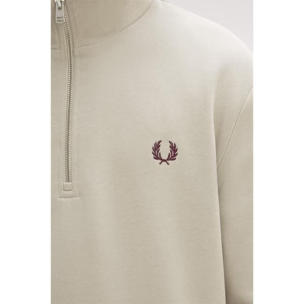 Fred Perry Herr Logo Half Zip Sweatshirt L Varm Beige Warm Beige L