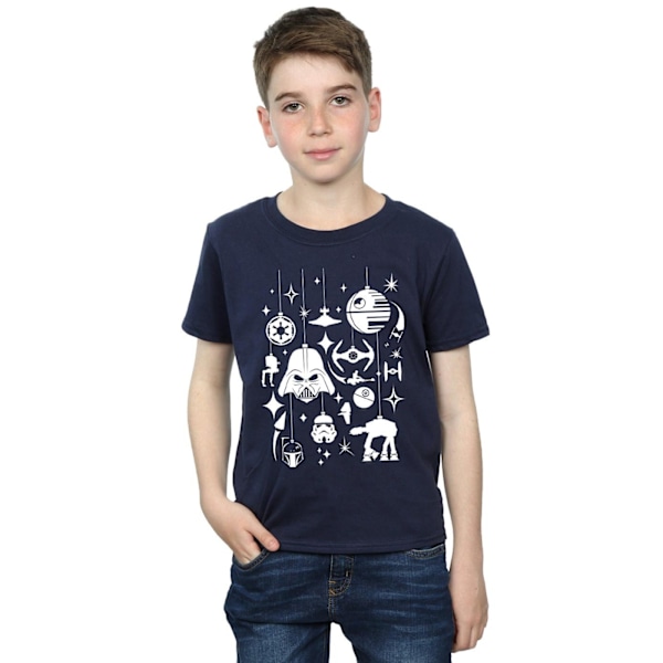 Star Wars Boys Jul Dekorationer T-Shirt 9-11 År Marinblå Navy Blue 9-11 Years