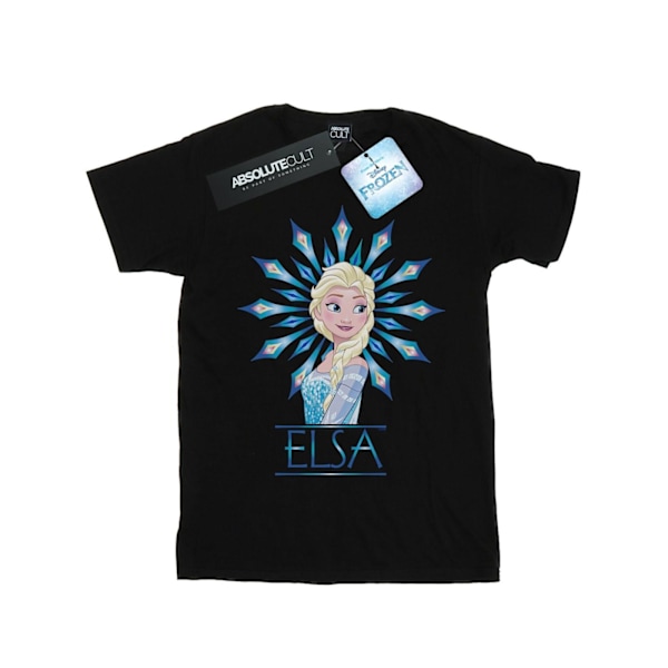 Disney Dam/Damer Frozen Elsa Snöflinga Bomull Boyfriend T-Shirt 4XL Svart Black 4XL