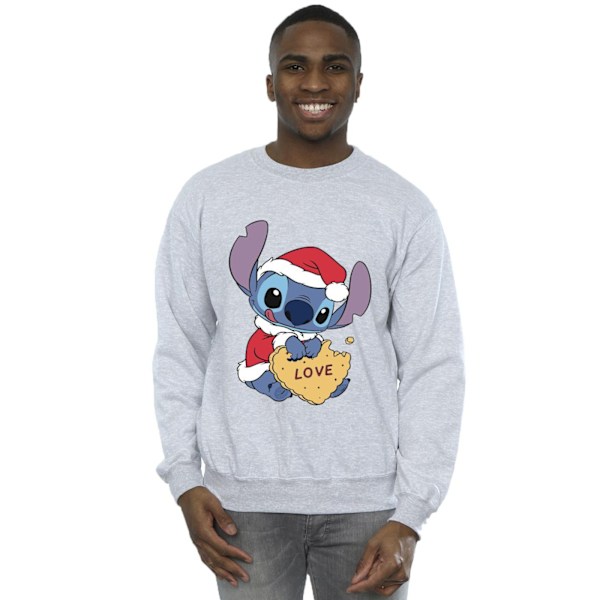 Disney Mens Lilo And Stitch Christmas Love Biscuit Sweatshirt 3 Sports Grey 3XL