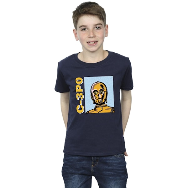 Star Wars Boys C3PO Line Art T-shirt 12-13 år Marinblå Navy Blue 12-13 Years