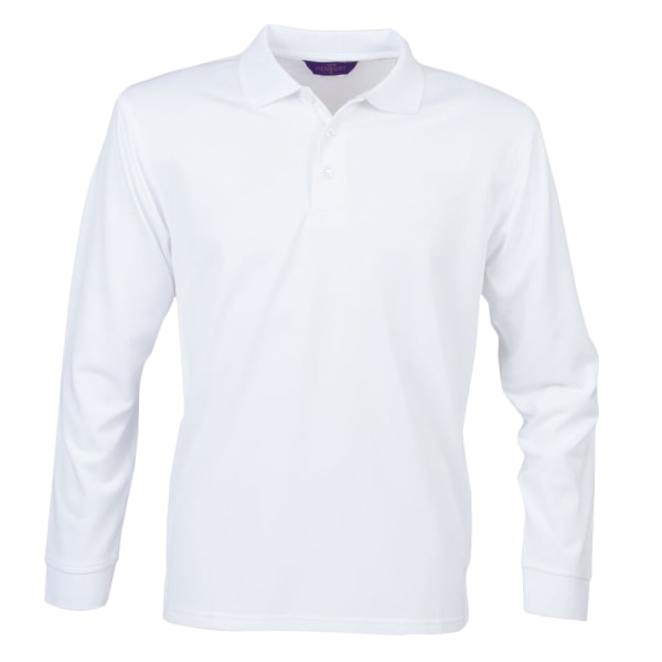Henbury Adults Unisex långärmad Coolplus Piqu Polo Shirt M Wh White M