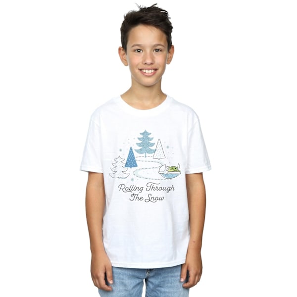 Star Wars Boys The Mandalorian Rullar Genom Snön T-shirt White 12-13 Years