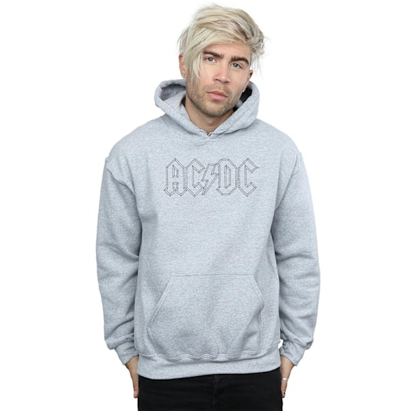 AC/DC Herr Svart Outline Logo Hoodie M Sports Grey Sports Grey M