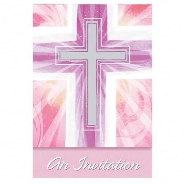 Amscan Die Cut Communion Invitations (8-pack) En Storlek Rosa/ Pink/White One Size
