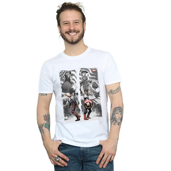 Marvel Herr Falcon Och Captain America Split T-Shirt S Vit White S