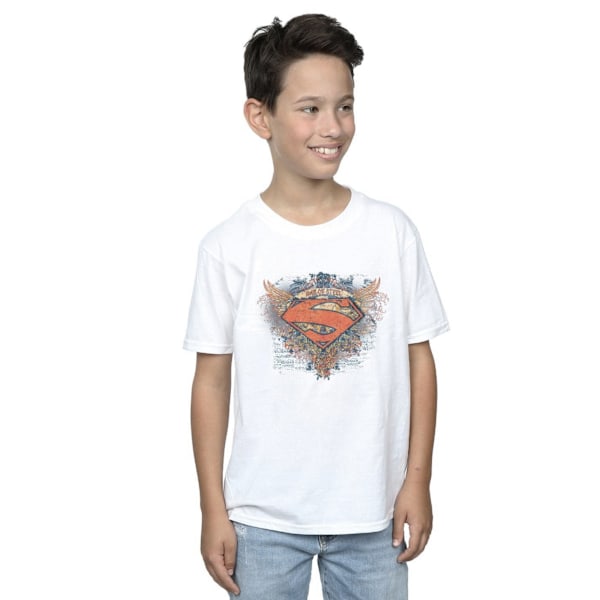 DC Comics Pojkar Superman Wings Shield T-Shirt 7-8 År Vit White 7-8 Years