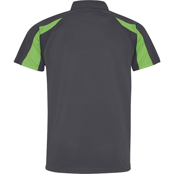 AWDis Just Cool Herr Kortärmad Kontrastpanel Polotröja L C Charcoal/Lime Green L
