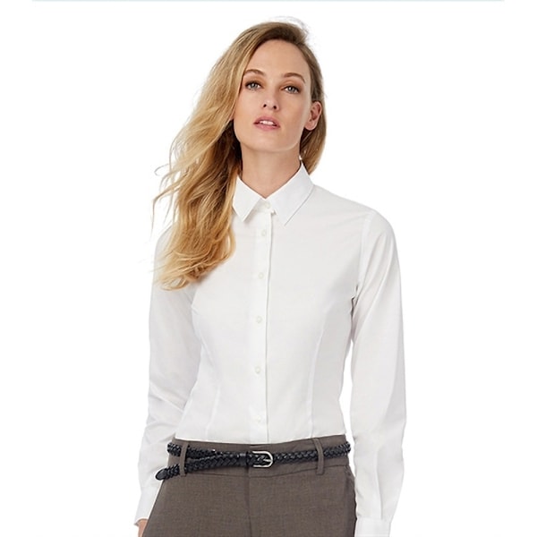 Russell Collection Dam/Kvinnor Långärmad Skjorta 4XL Vit White 4XL