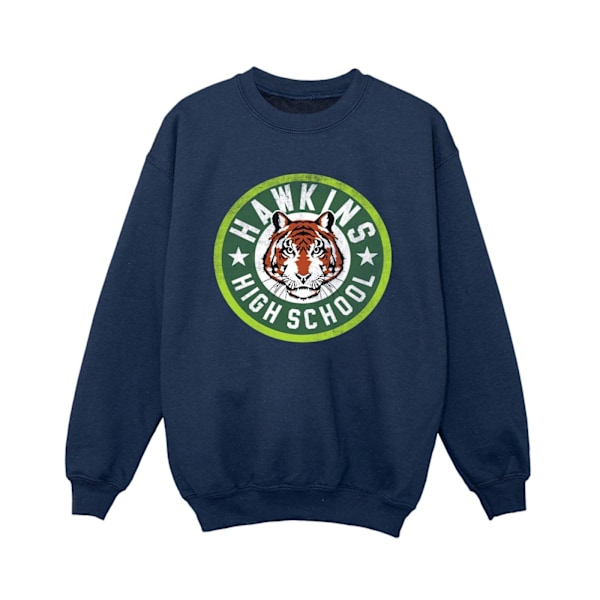 Netflix Boys Stranger Things Hawkins Tiger Circle Sweatshirt 7- Navy Blue 7-8 Years