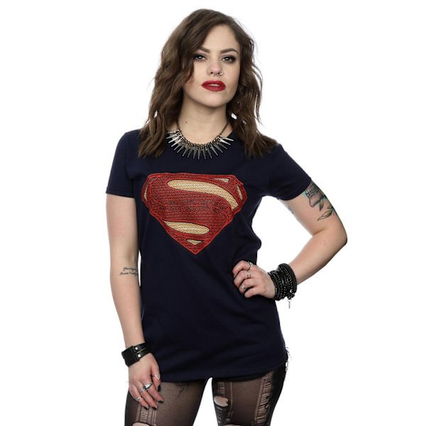 DC Comics Dam/Kvinnor Superman Man Of Steel Logo Bomull T-Shirt Deep Navy XS