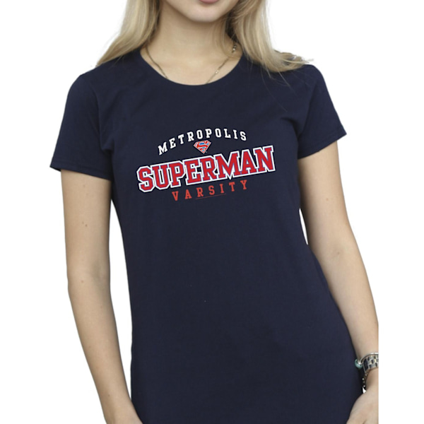 DC Comics Dam/Kvinnor Superman Metropolis Varsity Bomull T-Sh Navy Blue S