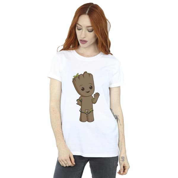 Marvel Dam/Dam I Am Groot Söt Groot Bomull Boyfriend T-shirt White L