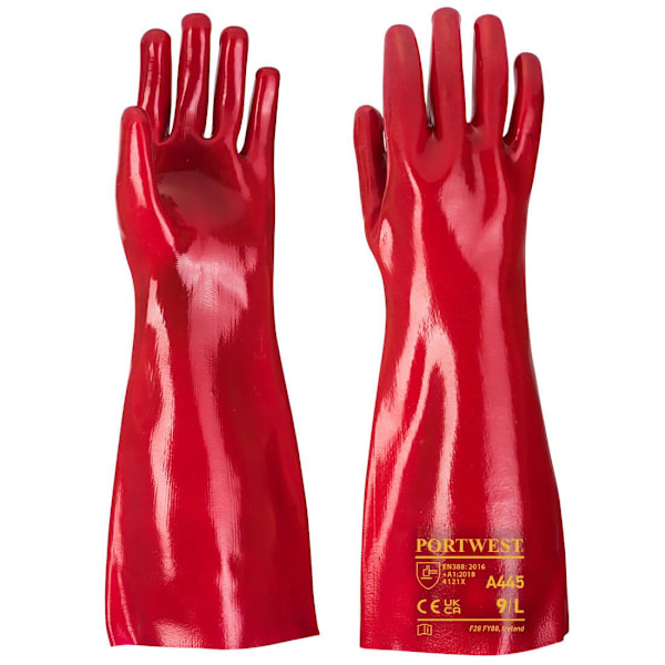 Portwest Unisex Vuxen A445 PVC-belagd Skyddshandske XL Röd Red XL