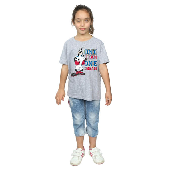 Disney Girls Goofy One Team One Dream Bomull T-shirt 7-8 år Sports Grey 7-8 Years