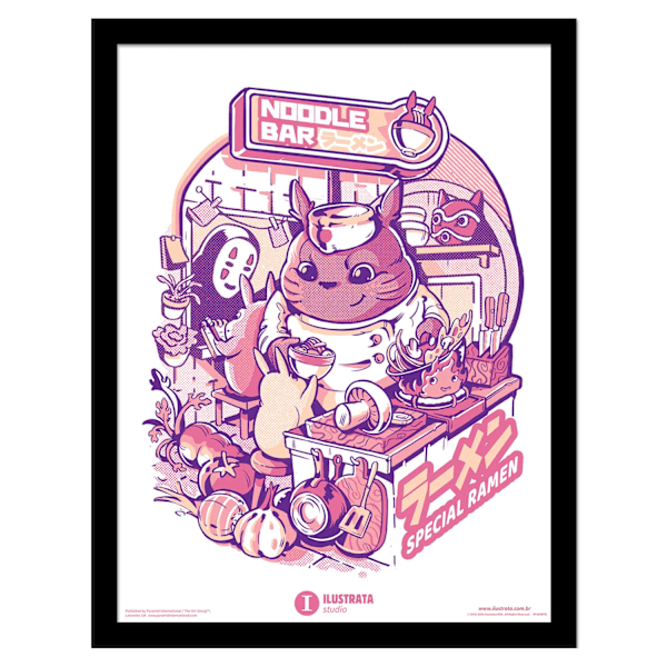 Ilustrata My Neighbour Noodle Bar inramad affisch 45cm x 35cm Mul Multicoloured 45cm x 35cm