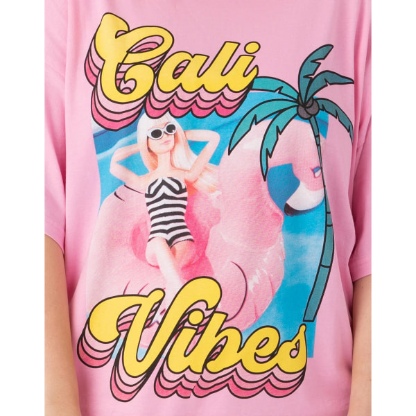 Barbie Dam/Ladies Cali Vibes Oversized T-Shirt Dress S Paste Pastel Pink S