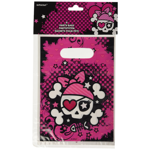 Amscan Pirate Party Bags (Pack om 6) One Size Rosa/Svart Pink/Black One Size