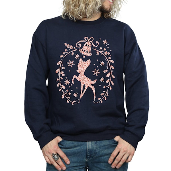 Disney Bambi Julkrans Sweatshirt för Herr 3XL Marinblå Navy Blue 3XL