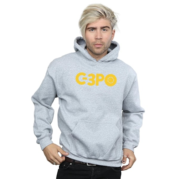 Star Wars Herr The Rise Of Skywalker C-3PO Text Logo Hoodie XXL Sports Grey XXL