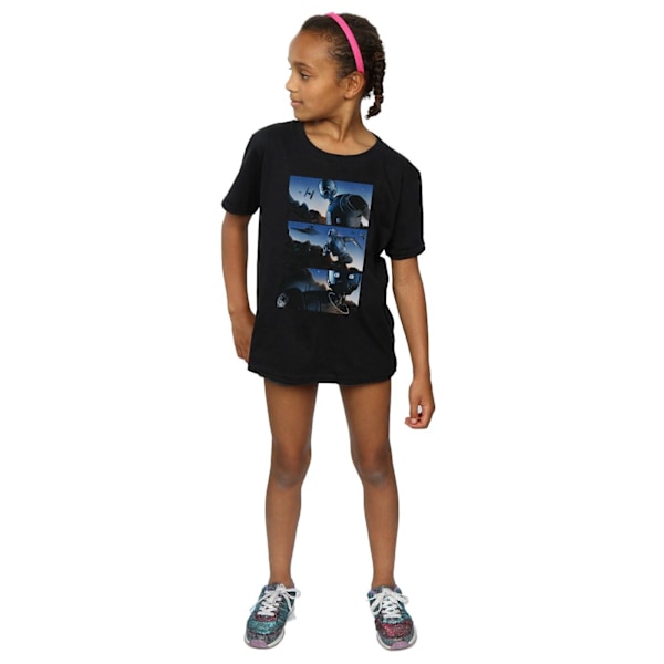 Star Wars Girls Rogue One K-2SO Comic Strip Bomull T-shirt 5-6 Black 5-6 Years