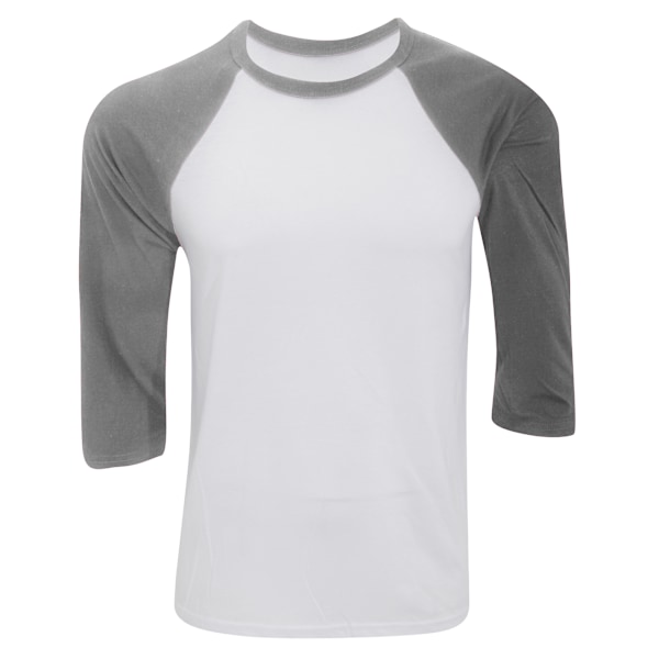 Canvas Herr 3/4 Ärms Baseboll T-Shirt 2XL Vit/Mörk Heather White/Deep Heather 2XL