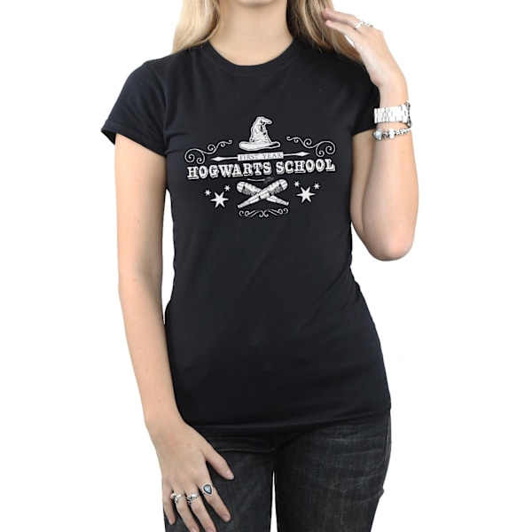 Harry Potter Dam/Dam Hogwarts Första Året Bomull T-shirt L Black L