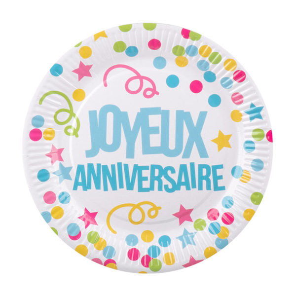Boland Joyeux Anniversaire Party Plates (6-pack) One Size Mu Multicoloured One Size