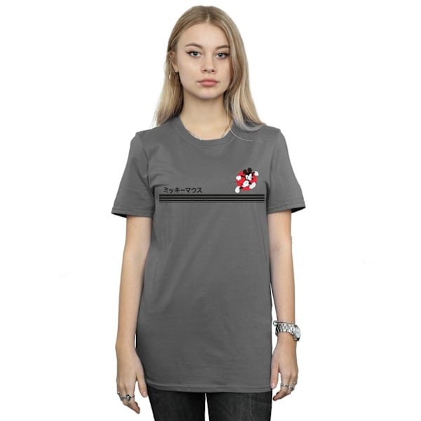 Disney Dam/Damer Mickey Mouse Löpning Bomull Pojkvän T-Sh Charcoal M