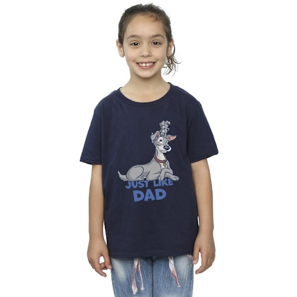 Disney Girls Lady And The Tramp Just Like Dad Bomull T-shirt 7- Navy Blue 7-8 Years