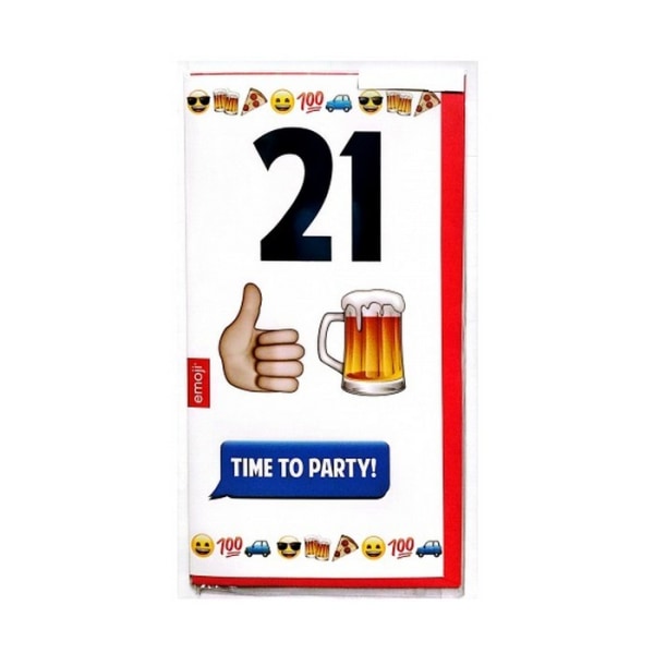 Emoji dags att festa! 21:a födelsedaghälsningskort En one size Whit White/Red One Size