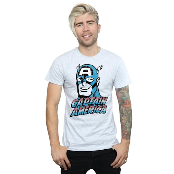 Marvel Herr Captain America Distressed T-Shirt L Sports Grey Sports Grey L