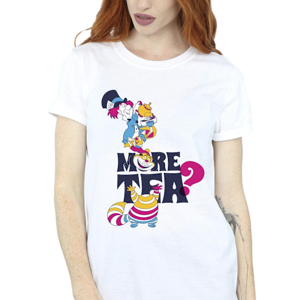 Disney Dam/Damer Alice In Wonderland More Tea Bomull Boyfriend T-Shirt White L