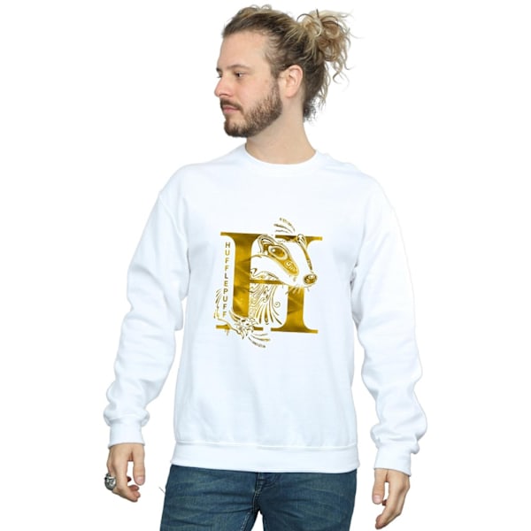 Harry Potter Hufflepuff Badger Sweatshirt för män, vit, storlek M White M