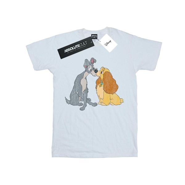 Disney Girls Lady And The Tramp Distressed Kiss Bomull T-shirt White 7-8 Years