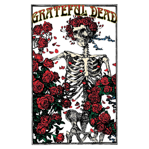 Grateful Dead Skelett & Ros Textil Affisch En Storlek Röd/Vit Red/White One Size