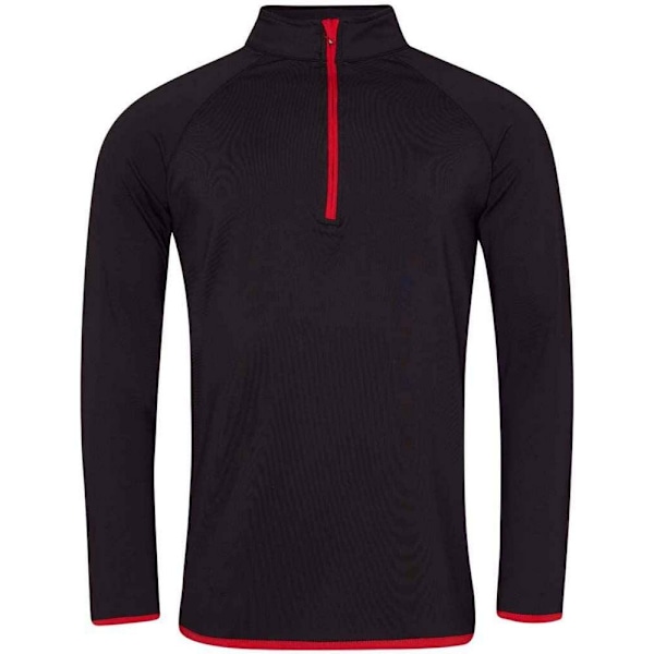 AWDis Cool Mens Half Zip Sweat Top XL Jet Black/Fire Red Jet Black/Fire Red XL