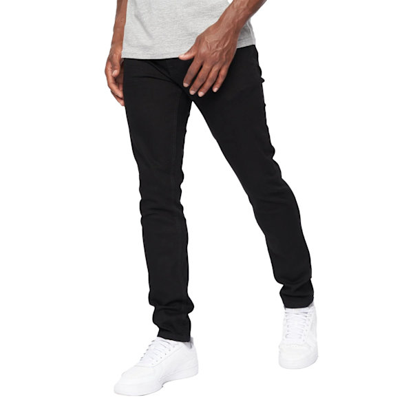 Crosshatch Barbeck Slim Jeans för män 40S Solid Black Solid Black 40S